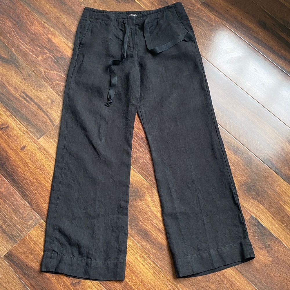 Talbots Black Wide-Leg Linen Pants